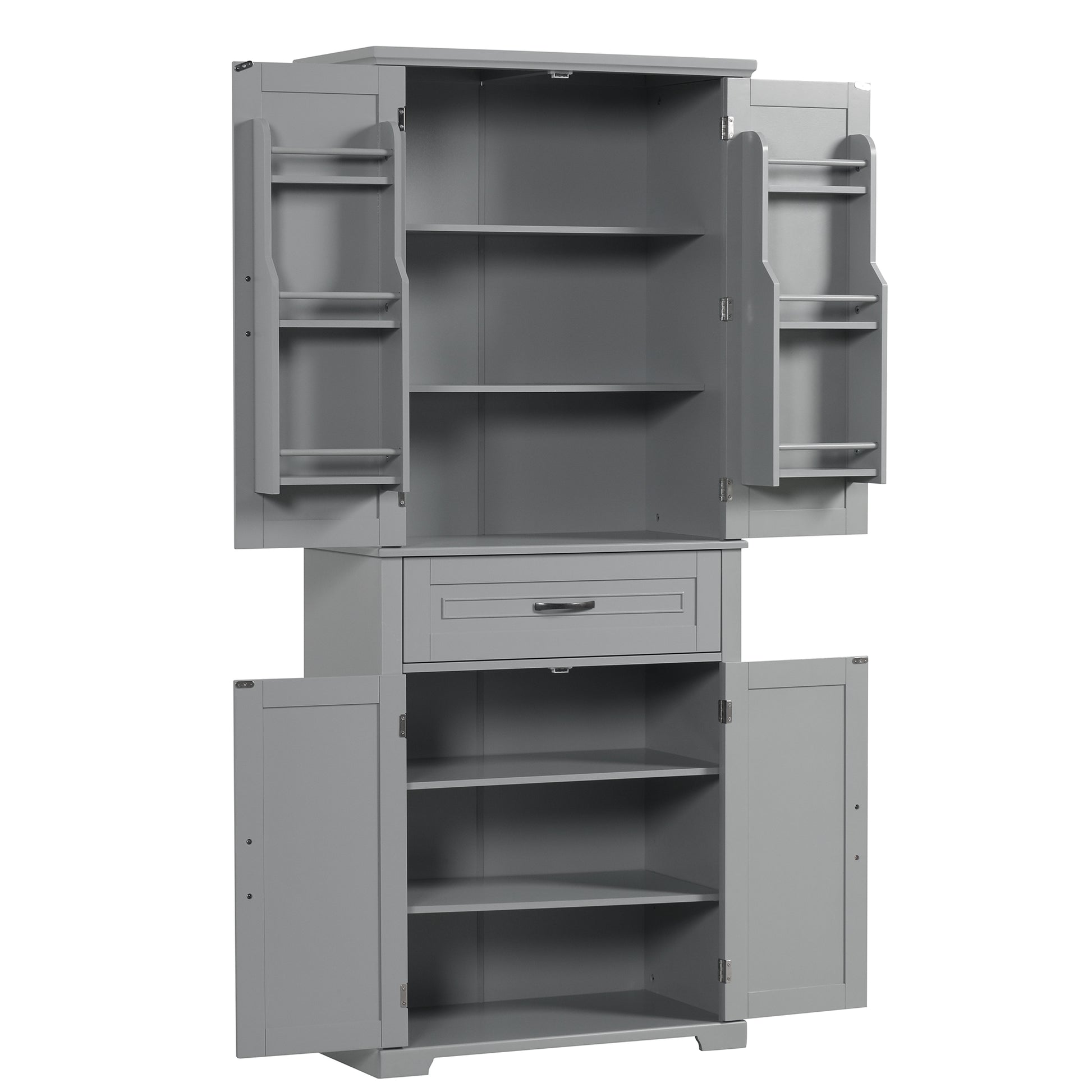 Bathroom Storage Cabinet With Doors And Drawer, Multiple Storage Space, Adjustable Shelf, Grey Grey Mdf