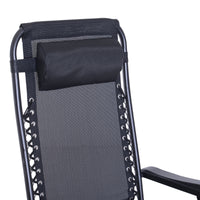 Outdoor Rocking Chairs, Foldable Reclining Anti Gravity Lounge Rocker W Pillow, Cup & Phone Holder, Combo Design W Folding Legs, Black Black Steel