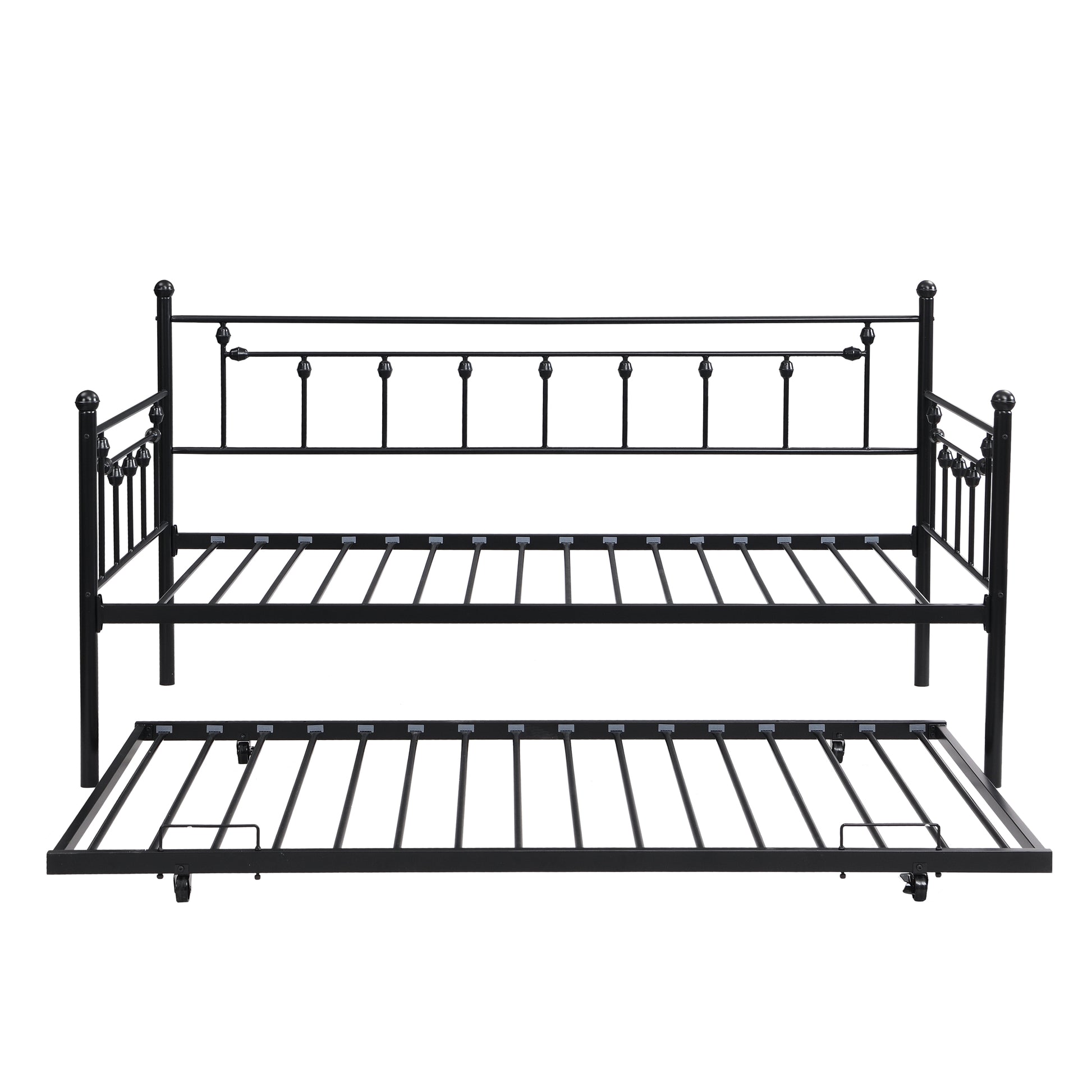 Daybed With Trundle Black Black Metal