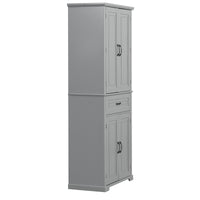 Bathroom Storage Cabinet With Doors And Drawer, Multiple Storage Space, Adjustable Shelf, Grey Grey Mdf