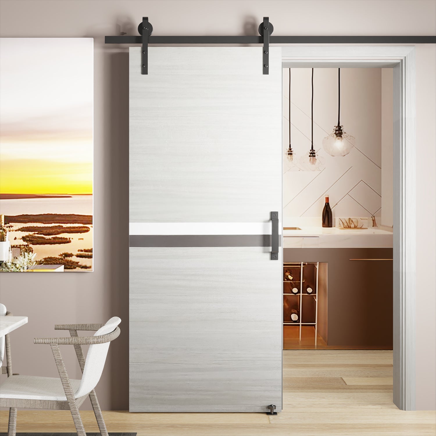 32 "X 84" Melamine Integrated Door Slab, No Assembly Required, Covered With 2Mm Thick Melamine Protective Layer, Environmental Friendly, Waterproof, Moisture Proof, Deformation Resistant Gray Melamine