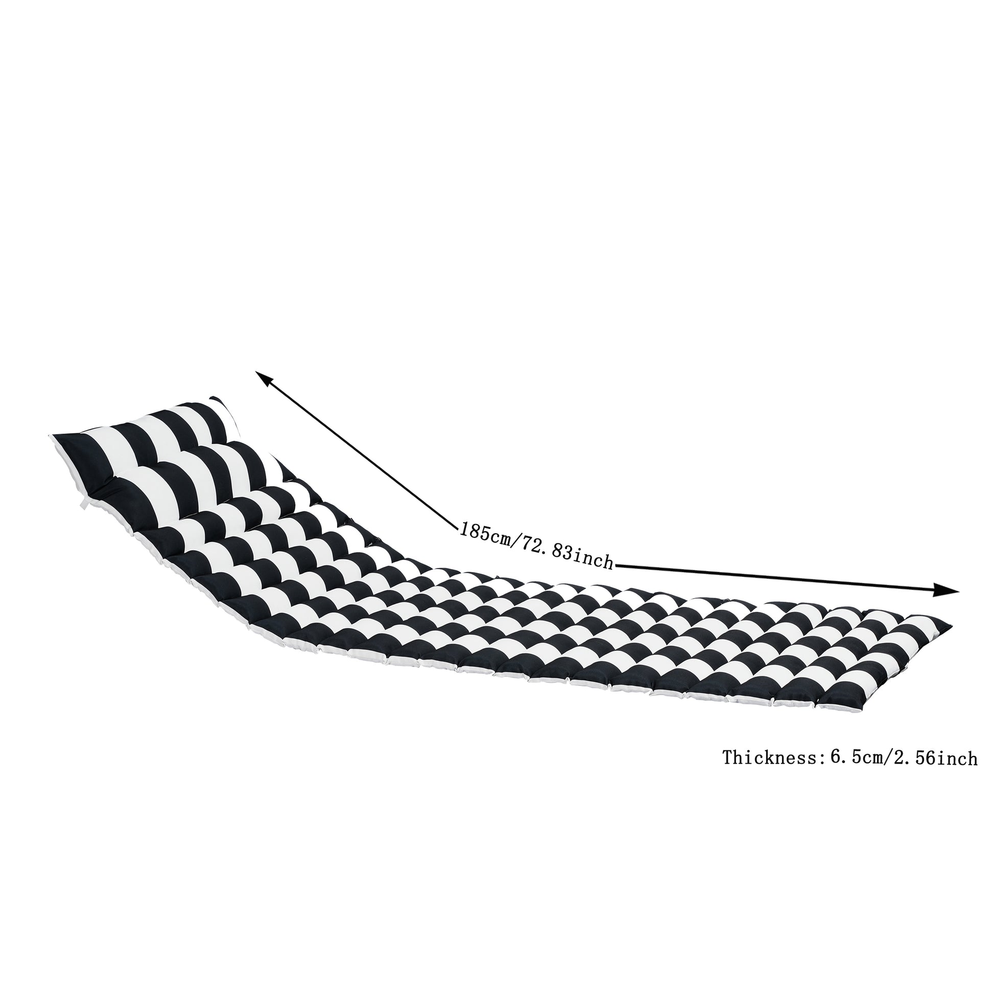 2Pcs Set Outdoor Lounge Chair Cushion Replacement Patio Funiture Seat Cushion Chaise Lounge Cushion Black White Black White Polyester