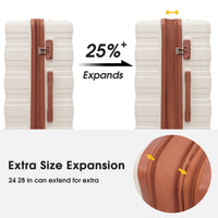 Luggage With Tsa Lock Spinner Wheels Hardside Expandable Luggage Travel Suitcase Check In Luggage Abs 24" Brown White Abs