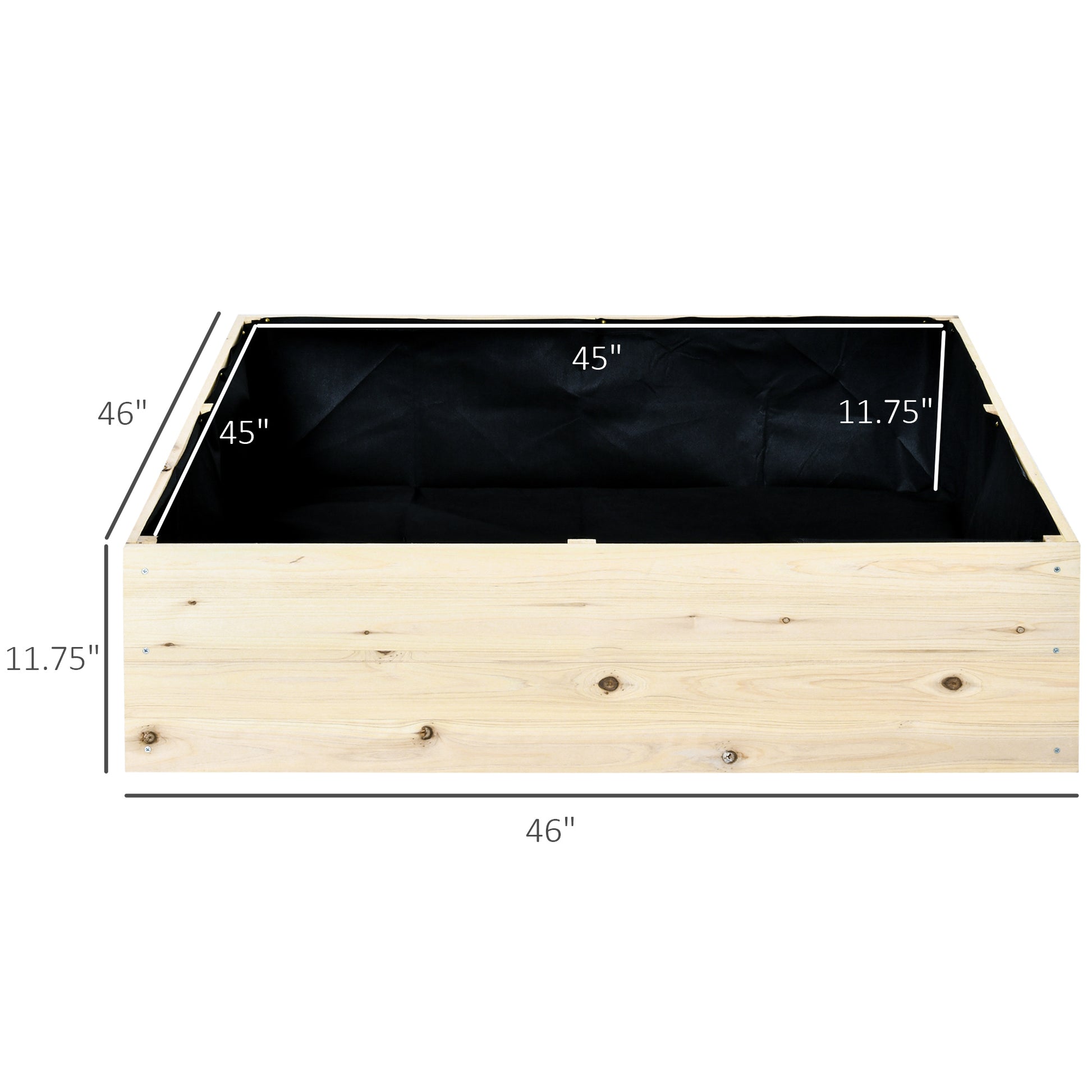 Wooden Raised Garden Bed Kit, Elevated Planter Box With Bed Liner For Backyard, Patio To Grow Vegetables, Herbs, And Flowers, 4' X 4' X 12" Natural Wood