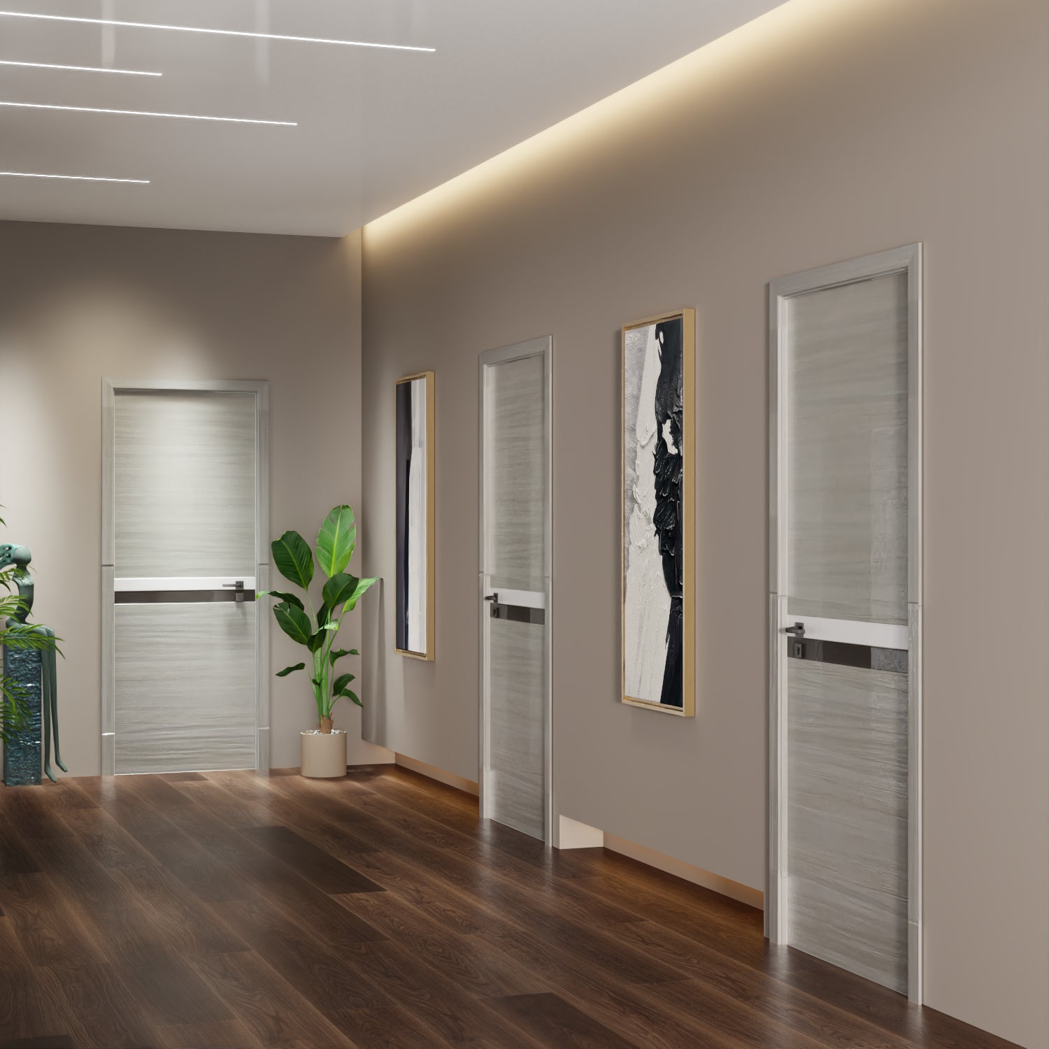 32" X 80" Melamine Integrated Door Slab, Modern Interior Door Leaf, Covered By 2Mm Thick Melamine Protective Layer, Environmental Friendly, Waterproof, Moisture Proof, Anti Deformation Gray Melamine