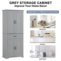 Bathroom Storage Cabinet With Doors And Drawer, Multiple Storage Space, Adjustable Shelf, Grey Grey Mdf