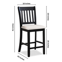 Casual Seating Black Finish Chairs Set Of 2 Rubberwood Transitional Slatted Back Design Dining Room Furniture Counter Chairs Solid White Dining Room Rubberwood Slat Back Engineered Wood Black White Painted Foam Dry Clean Rectangular