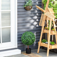 23.5" Artificial Boxwood Topiary Ball Tree, Fake Decorative Plant, Nursery Pot Included For Home, Balcony, Backyard And Garden Green Plastic