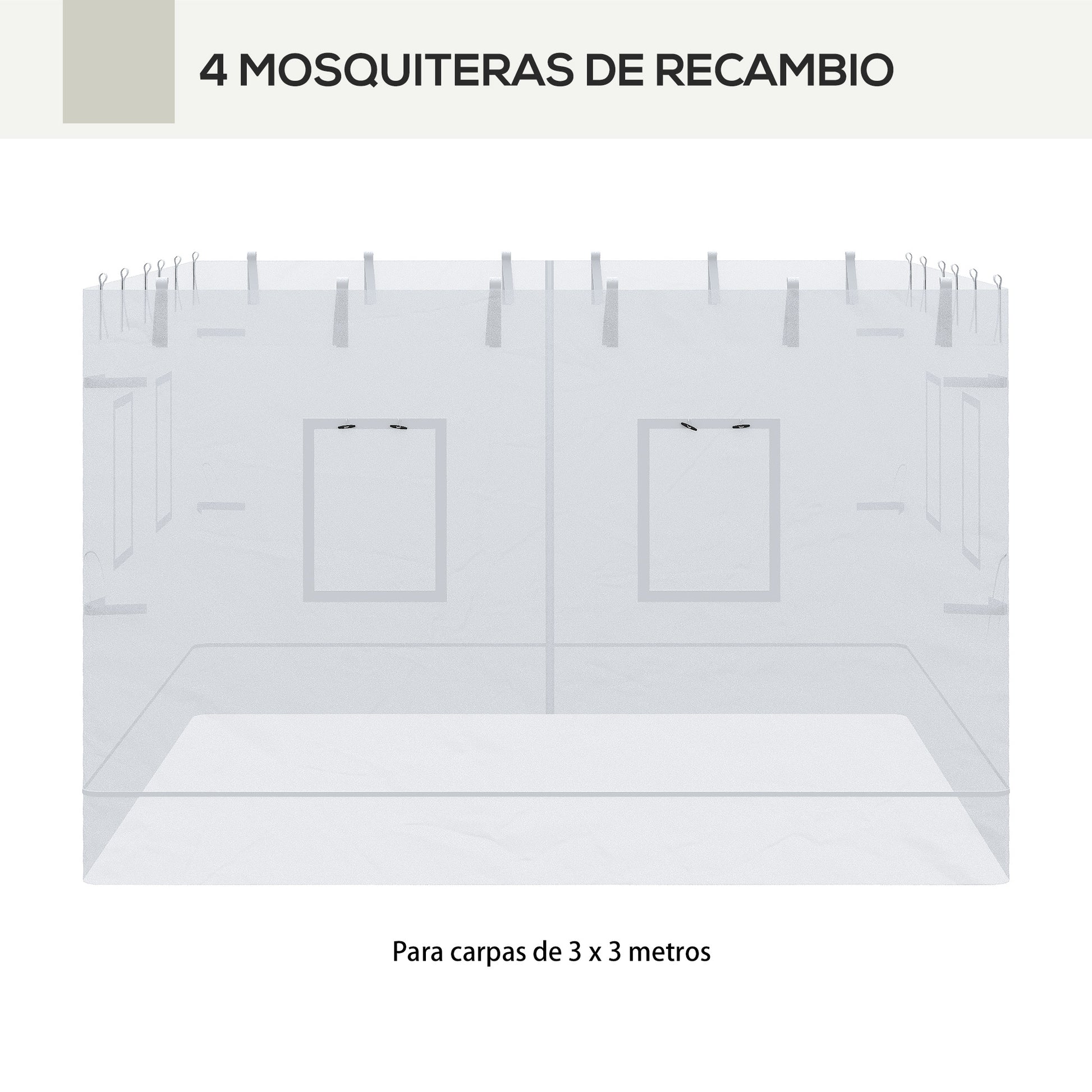 Pop Up Canopy Walls, Universal Replacement Netting, Set Of 4 Mesh Screen Sidewalls, Patio Netting With 6 Service Windows And 1 Door For 10' X 10' Canopy Tent, White White Nylon