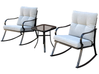 Rocker Set Chair And Teapoy Off White Off White Metal