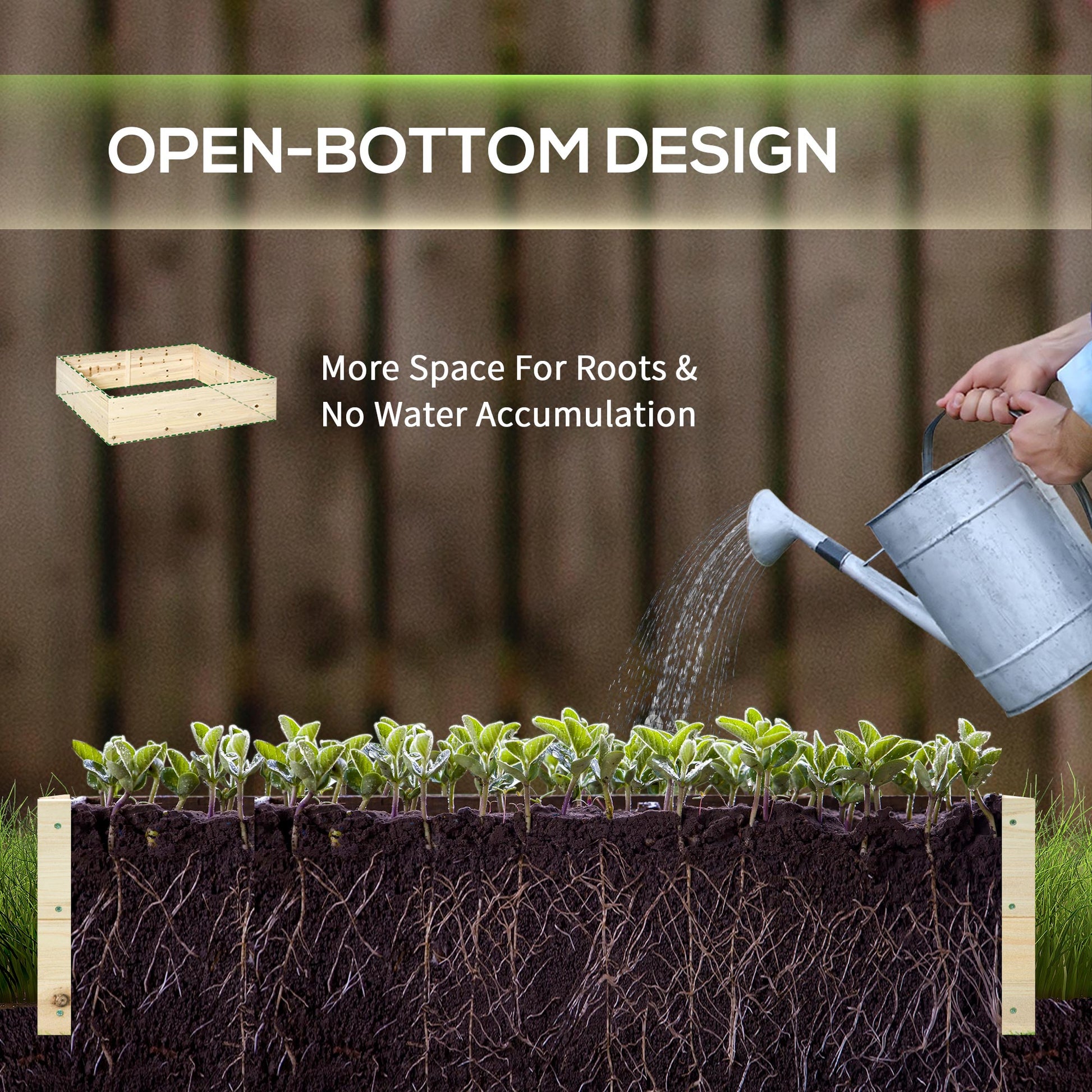 Wooden Raised Garden Bed Kit, Elevated Planter Box With Bed Liner For Backyard, Patio To Grow Vegetables, Herbs, And Flowers, 4' X 4' X 12" Natural Wood