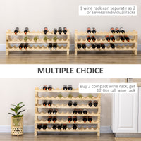 Stackable Wine Rack, Modular Storage Shelves, 72 Bottle Holder, Freestanding Display Rack For Kitchen, Pantry, Cellar, Natural Natural Wood Wood