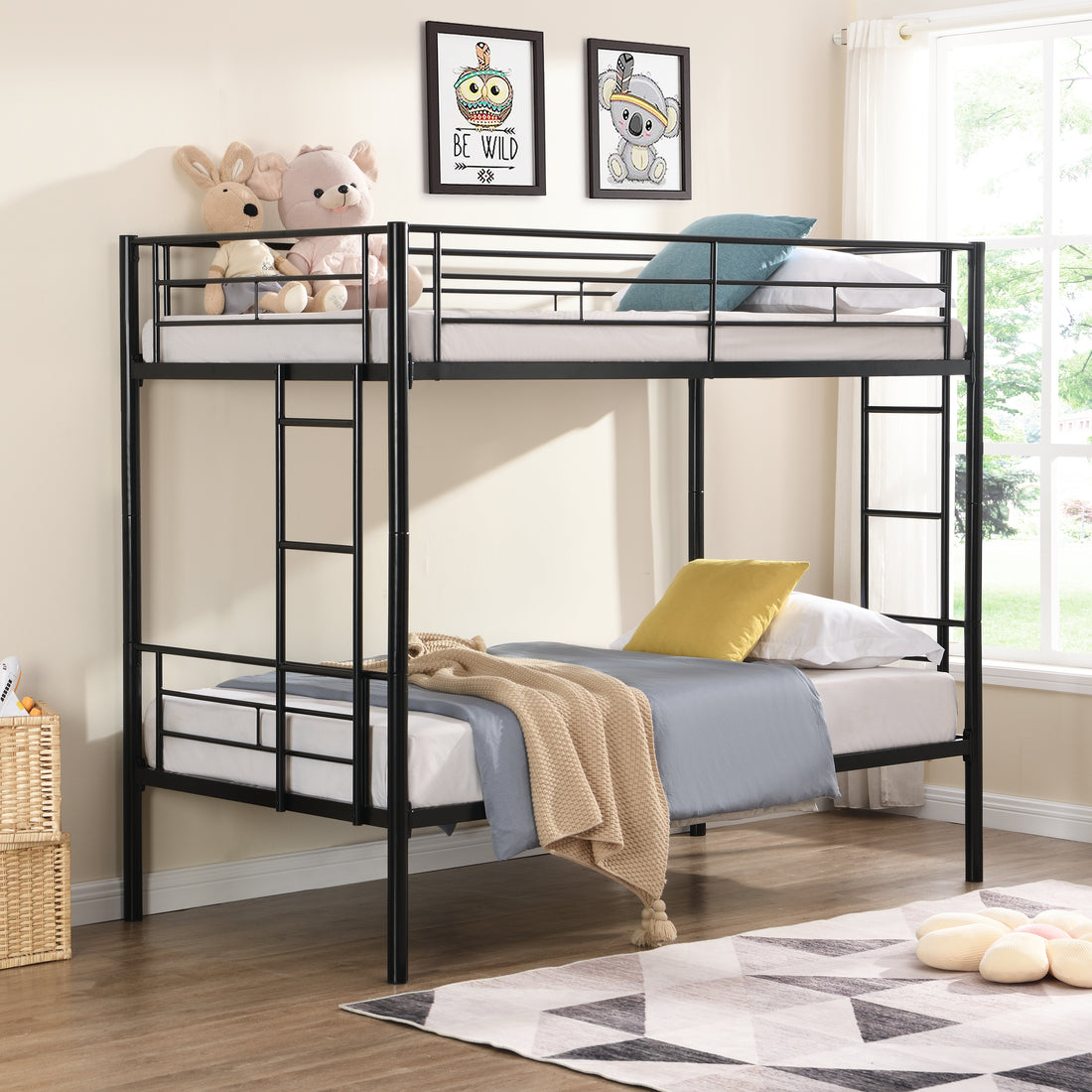 Metal Bunk Bed Black Black Metal