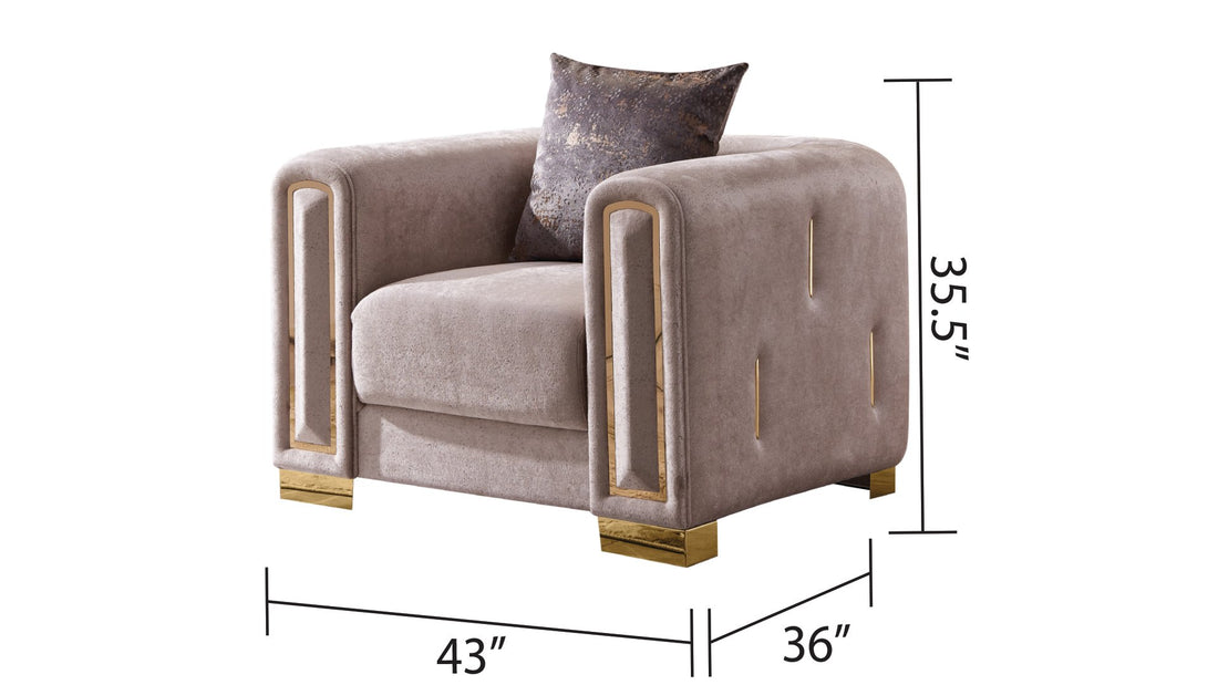 Modern Style Chair In Beige Grey Gold Primary Living Space Modern Upholstered Wood