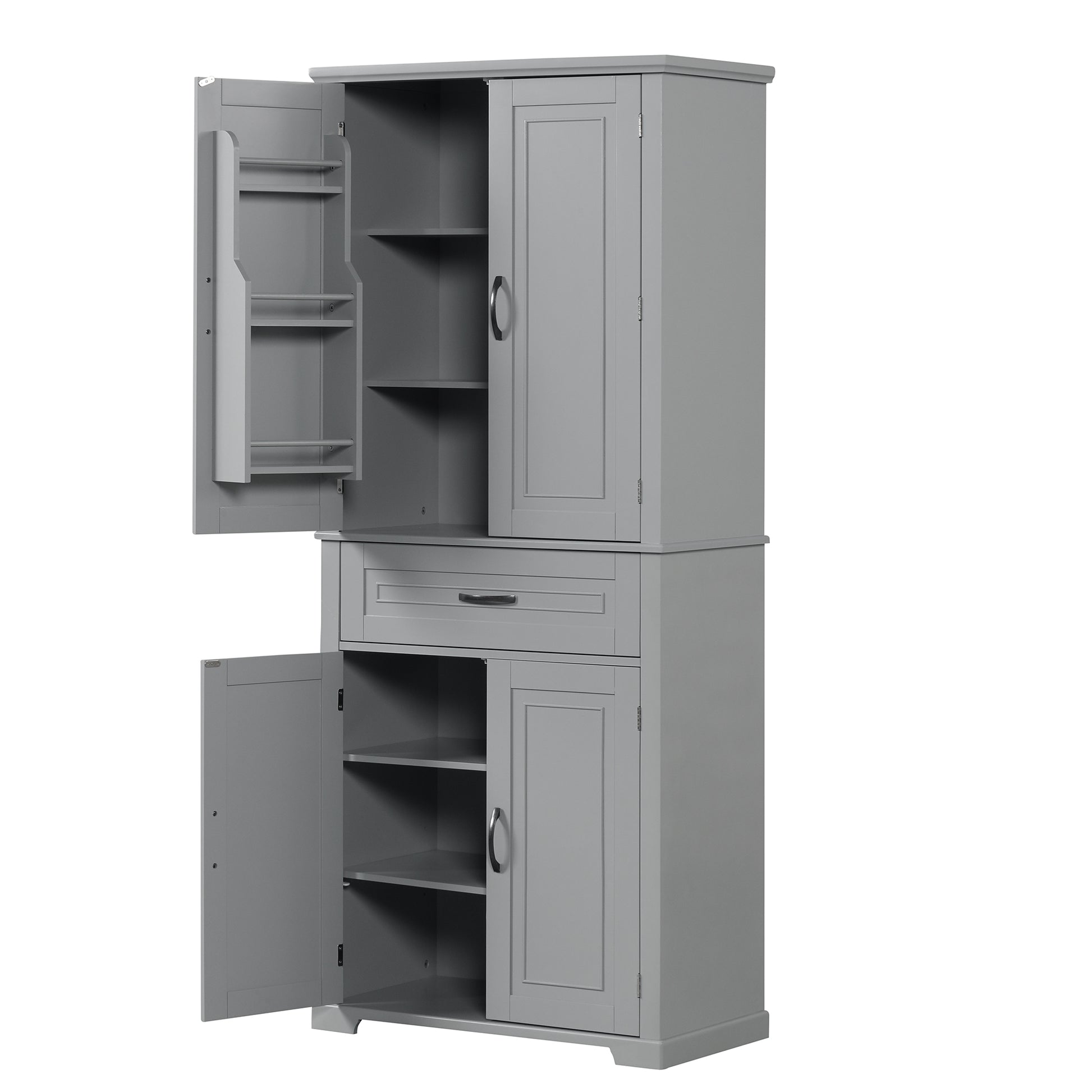 Bathroom Storage Cabinet With Doors And Drawer, Multiple Storage Space, Adjustable Shelf, Grey Grey Mdf