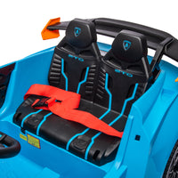 Lamborghini Huracan Sto 24V Kids Electric Ride On Drift Car: Speeds 1.86 5.59 Mph, Ages 3 8, Foam Front Wheels, 360 Spin, Led Lights, Dynamic Music, Early Learning, Usb Port, Drift Feature Blue Polypropylene
