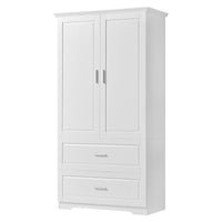 Tall Bathroom Storage Cabinet, Cabinet With Two Doors And Drawers, Adjustable Shelf, Mdf Board, White White Mdf