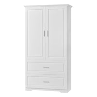 Tall Bathroom Storage Cabinet, Cabinet With Two Doors And Drawers, Adjustable Shelf, Mdf Board, White White Mdf