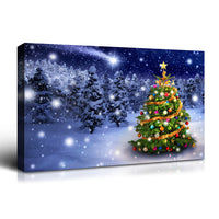 Framed Canvas Wall Art Decor Painting For Chrismas, Chrismas Tree In Forest Chrismas Painting For Chrismas Gift, Decoration For Chrismas Eve Office Living Room, Bedroom Decor 4028In Thickness 1.5Inch Rectangle Framed Multicolor Christmas Oversized 41In