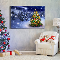 Framed Canvas Wall Art Decor Painting For Chrismas, Chrismas Tree In Forest Chrismas Painting For Chrismas Gift, Decoration For Chrismas Eve Office Living Room, Bedroom Decor 4028In Thickness 1.5Inch Rectangle Framed Multicolor Christmas Oversized 41In