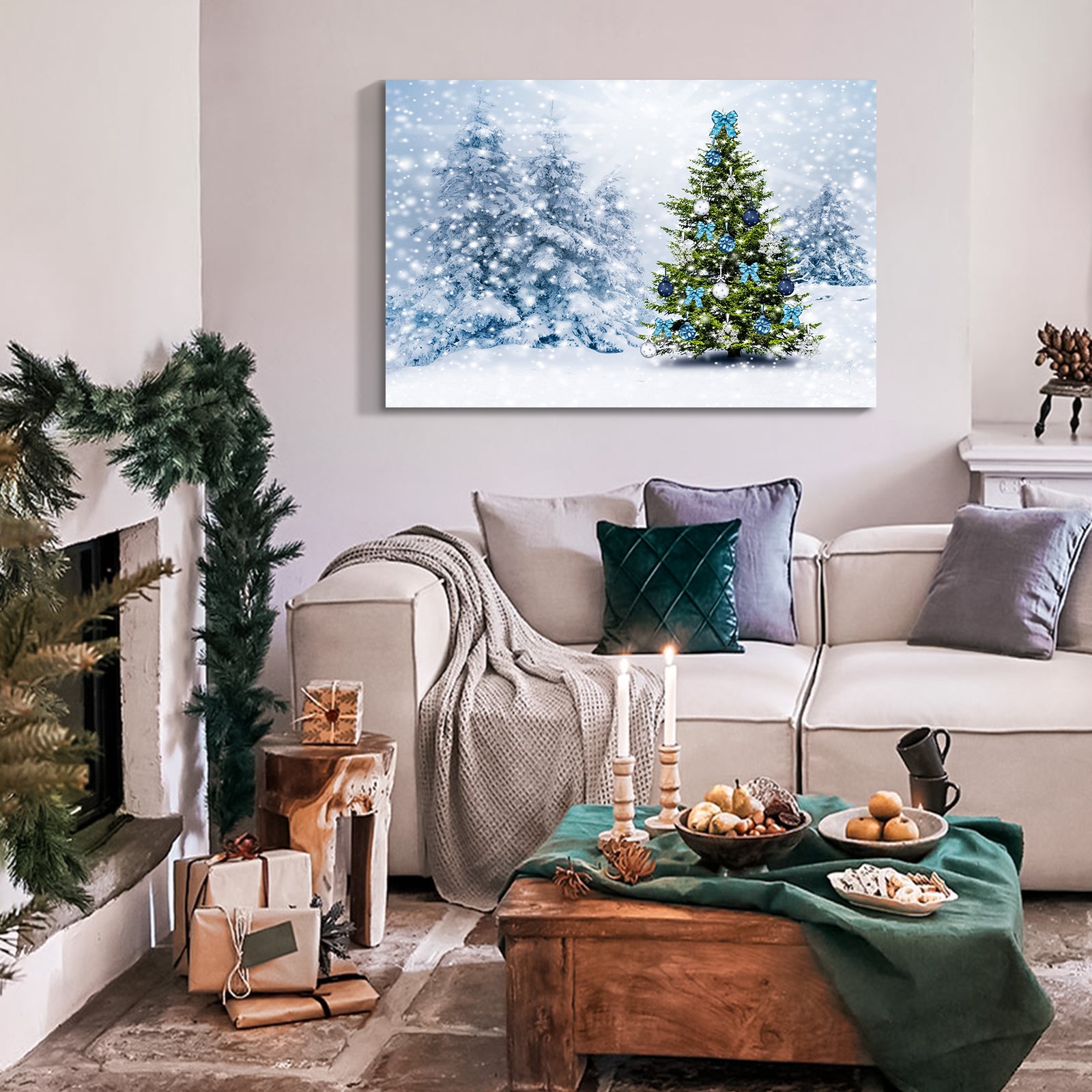 Framed Canvas Wall Art Decor Painting For Chrismas, Chrismas Tree With Cute Snowman Chrismas Gift Painting For Chrismas Gift, Decoration For Chrismas Eve Office Living Room,4028In Thickness 1.5Inch Rectangle Framed Multicolor Christmas Oversized 41In