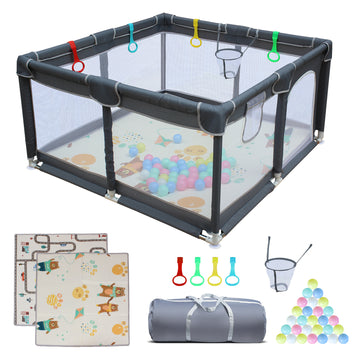 47" * 47" Baby Playard Cloth Playpen Removable Enclosures For Indoor And Outdoor Use Care For Children And Pets White Fabric