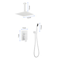 16" Shower Head System Ceiling Mounted Shower One White Wall Mounted Bathroom Brass