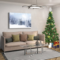 Framed Canvas Wall Art Decor Painting For Chrismas, Winter Pine Forest Chrismas Gift Painting For Chrismas Gift, Decoration For Chrismas Eve Office Living Room, Bedroom Decor Ready To Han Rectangle Framed Multicolor Christmas Oversized 41In Canvas