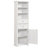 Tall Bathroom Storage Cabinet,Cabinet With One Door And Two Drawers, Freestanding Storage Adjustable Shelf, Mdf Board,White White Mdf