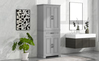 Bathroom Storage Cabinet With Doors And Drawer, Multiple Storage Space, Adjustable Shelf, Grey Grey Mdf