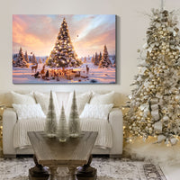 Framed Canvas Wall Art Decor Painting For Chrismas, Lighted Pine Tree At Night Chrismas Painting For Chrismas Gift, Decoration For Chrismas Eve Living Room, Bedroom Decor 3624In Thickness 1.5In Rectangle Framed Multicolor Christmas Oversized 41In Canvas