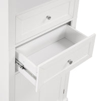 Tall Bathroom Storage Cabinet,Cabinet With One Door And Two Drawers, Freestanding Storage Adjustable Shelf, Mdf Board,White White Mdf