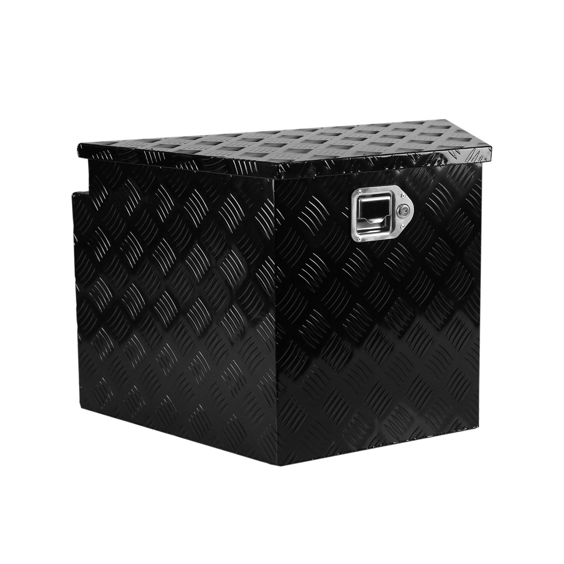 Trailer Tongue Box, Aluminum Alloy Diamond Plate Tongue Box Tool Chest, Heavy Duty Trailer Box Storage With Lock And Ke, Utility Trailer Tongue Box For Pickup Truck, Rv, Trailer, 28.5"X17.7"X18.5" Black Aluminium