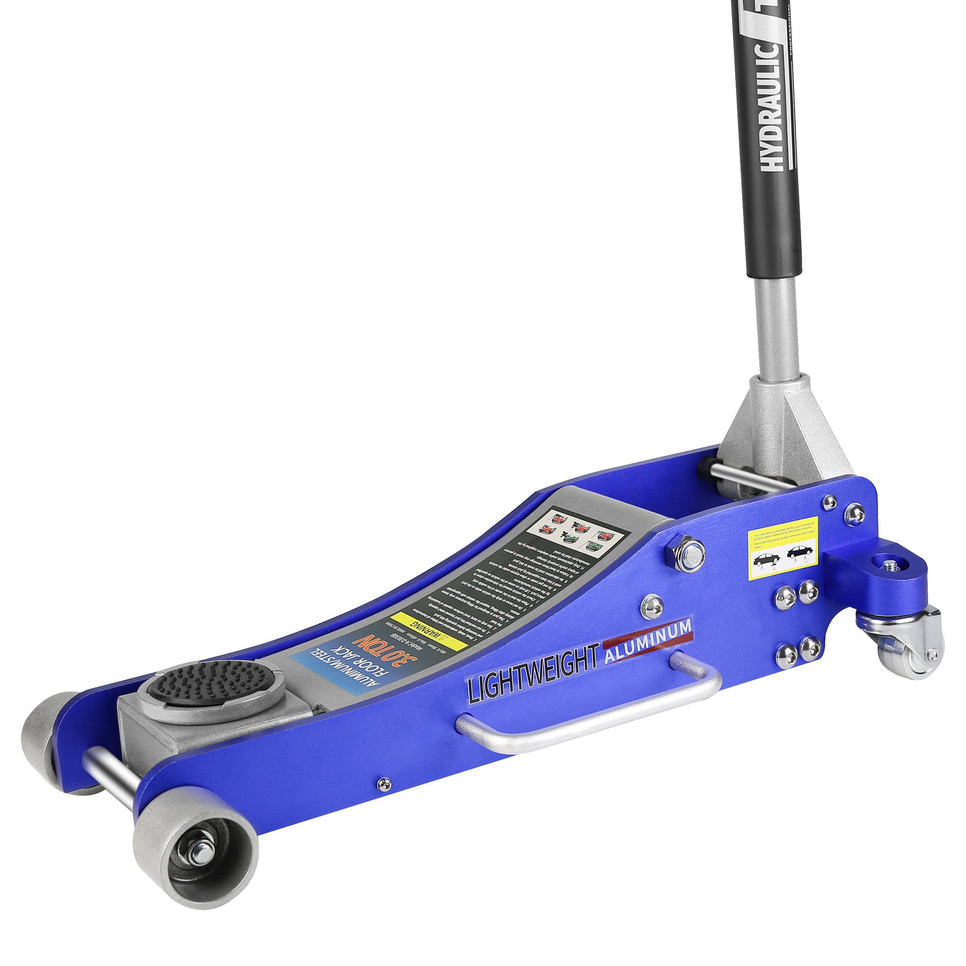 3 Ton Quick Rise Aluminum Floor Jack With Dual Pump Pistons & Reinforced Lifting Arm Blue Aluminum