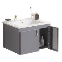 24' Stylish Aluminum Wall Mounted Bathroom Vanity With White Sink,Asymmetric Chic Soft Close Cabinet Doors, Aluminium,Excluding Faucets,Grey Grey Aluminium