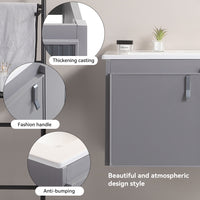 24' Stylish Aluminum Wall Mounted Bathroom Vanity With White Sink,Asymmetric Chic Soft Close Cabinet Doors, Aluminium,Excluding Faucets,Grey Grey Aluminium