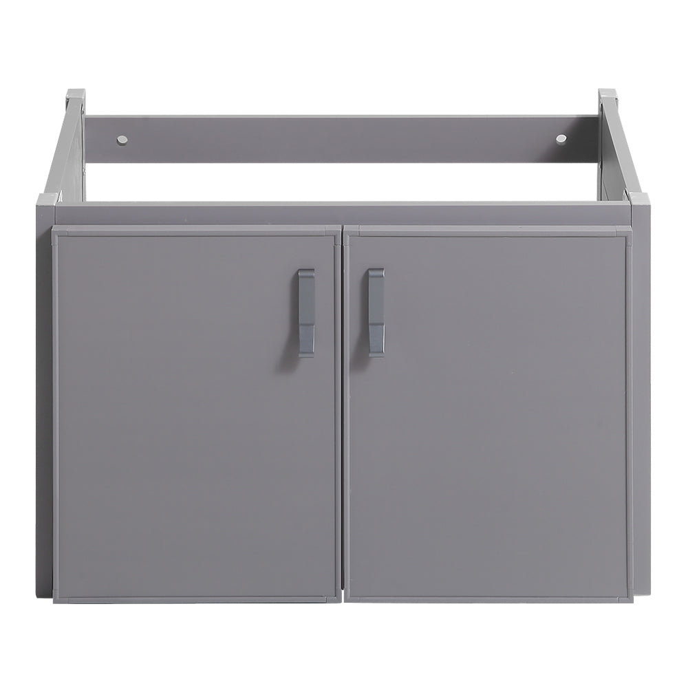 24' Metal Wall Mounted Bathroom Vanity With White Sink,Two Metal Soft Close Cabinet Doors, Metal,Excluding Faucets,Grey Grey Aluminium