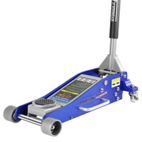 Hydraulic Low Profile Aluminum And Steel Racing Floor Jack With Dual Piston Quick Lift Pump, 2.5 Ton 5,000 Lb Capacity Blue Aluminum