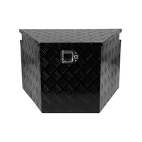 Trailer Tongue Box, Aluminum Alloy Diamond Plate Tongue Box Tool Chest, Heavy Duty Trailer Box Storage With Lock And Ke, Utility Trailer Tongue Box For Pickup Truck, Rv, Trailer, 28.5"X17.7"X18.5" Black Aluminium