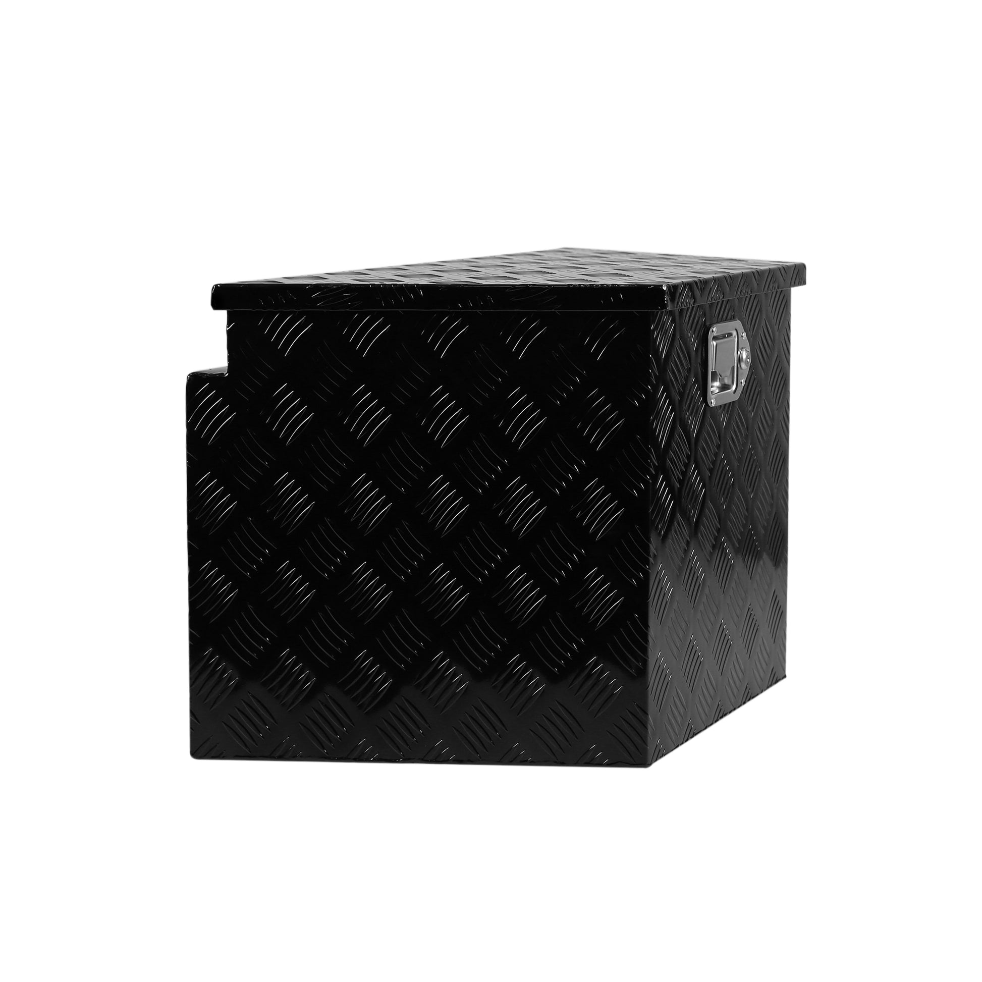 Trailer Tongue Box, Aluminum Alloy Diamond Plate Tongue Box Tool Chest, Heavy Duty Trailer Box Storage With Lock And Ke, Utility Trailer Tongue Box For Pickup Truck, Rv, Trailer, 28.5"X17.7"X18.5" Black Aluminium
