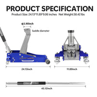 Hydraulic Low Profile Aluminum And Steel Racing Floor Jack With Dual Piston Quick Lift Pump, 2.5 Ton 5,000 Lb Capacity Blue Aluminum