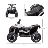 12V Kids Atv Quad Car With Forward & Backward Function, Four Wheeler For Kids With Wear Resistant Wheels, Music, Electric Ride On Atv For Toddlers Ages 3 Years Old, White White Steel