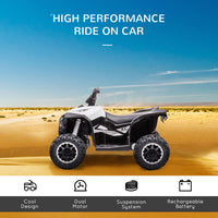 12V Kids Atv Quad Car With Forward & Backward Function, Four Wheeler For Kids With Wear Resistant Wheels, Music, Electric Ride On Atv For Toddlers Ages 3 Years Old, White White Steel