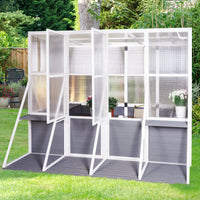 Greenhouse, Wooden Lean To Greenhouses For Outdoors, Heavy Duty Walk In Green House For Outside Winter, Large Hot House For Sunroom Storage Shed, Garden, Backyard 103.9''X98.4''X77.6'' White Gray Weather Resistant Frame Garden & Outdoor Wood Glass