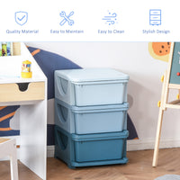 3 Tier Kids Storage Unit Dresser Tower With Drawers Chest Toy Organizer For Bedroom Nursery Kindergarten Living Room For Boys Girls Toddlers, Blue Blue Polypropylene