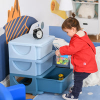 3 Tier Kids Storage Unit Dresser Tower With Drawers Chest Toy Organizer For Bedroom Nursery Kindergarten Living Room For Boys Girls Toddlers, Blue Blue Polypropylene