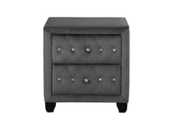 Monica Luxurious Four Poster King 5 Pc Vanity Bedroom Set Made With Wood In Gray Box Spring Not Required King Gray Wood 5 Piece Set Bedroom Modern Upholstered Velvet Tufted Wood