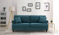 Modern Sofa For Living Room, 82" Green Chenille Sofa Couch, Sectional Beautiful Seat Couch With Brown Legs, Upholstered Sofa For Apartment Bedroom Home Office Lake Green Wood Dining Room Soft American Design Rolled Arms Polyester Chenille 2 Seat