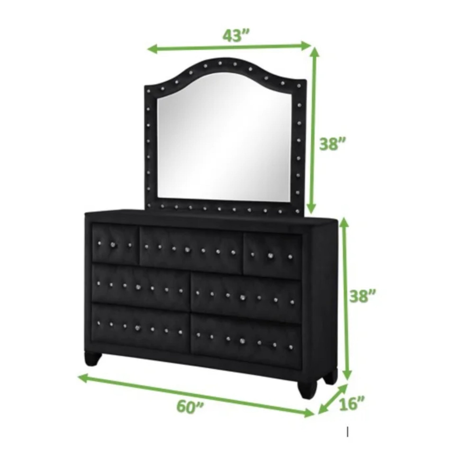 Sophia Dresser Made With Wood In Black Black Bedroom Contemporary,Modern Upholstered Wood