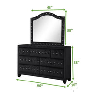 Sophia Dresser Made With Wood In Black Black Bedroom Contemporary,Modern Upholstered Wood